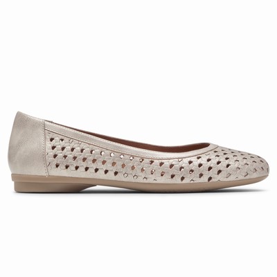 Rockport Cobb Hill Maiika Woven Flache Schuhe Damen Silber SLT-587439